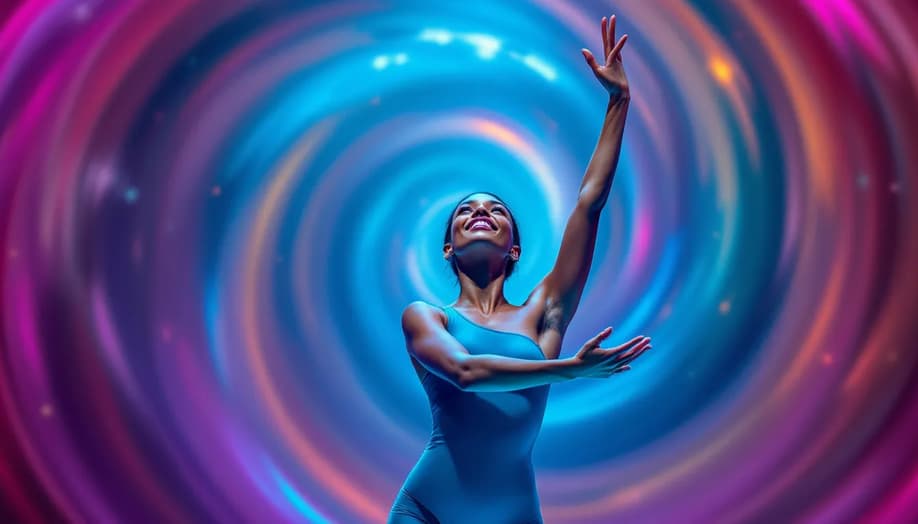 A deaf dancer performing on stage, celebrating their success in the ballet world.